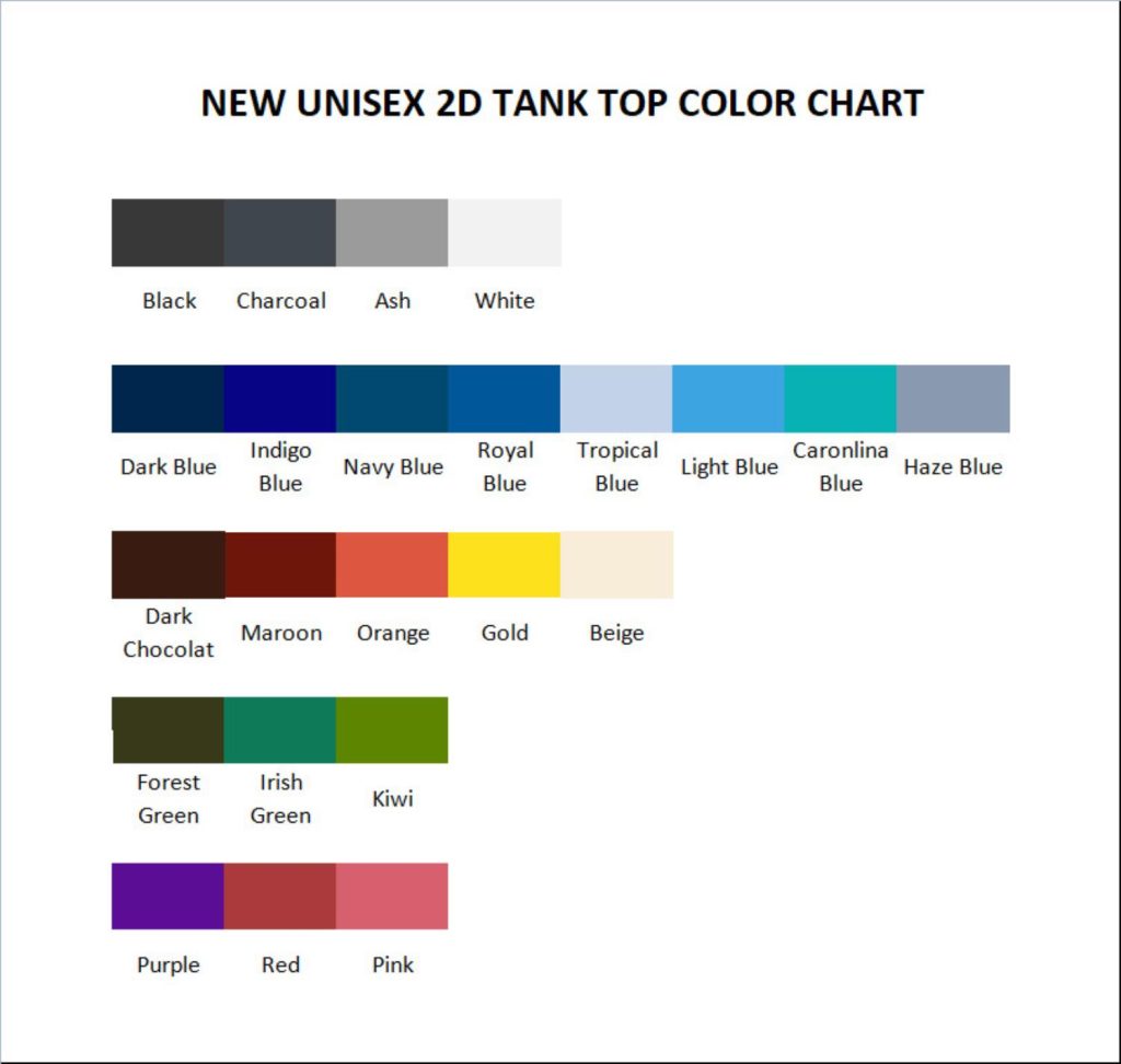 tank top color chart - Goldendoodle Gifts